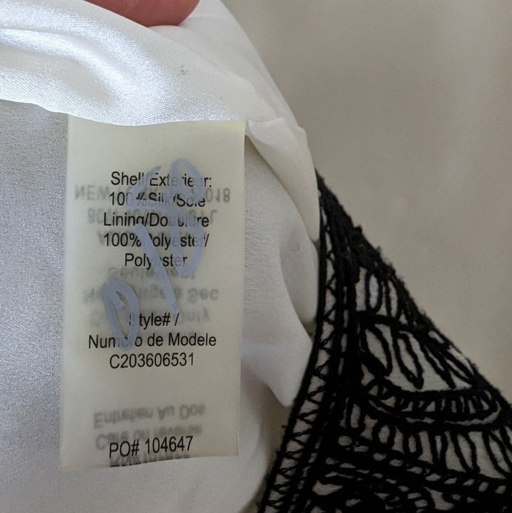 Alice + Olivia White Mini Dress with Black Lace Trim - Picture 8 of 8